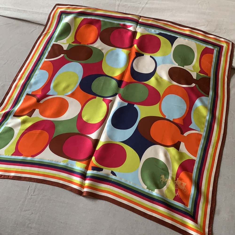 Coach silk colorful print scarf